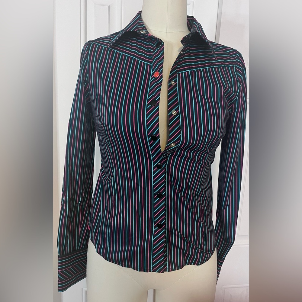 Stripe snap-down Stretch Shirt